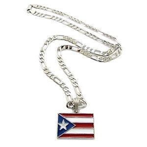 Puerto Rico Flag pendant and chain set